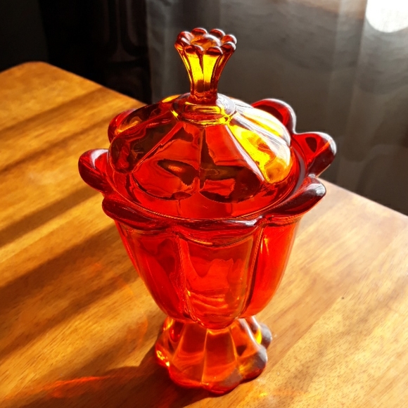 1930's period glass vase with top - Picture 1 of 5